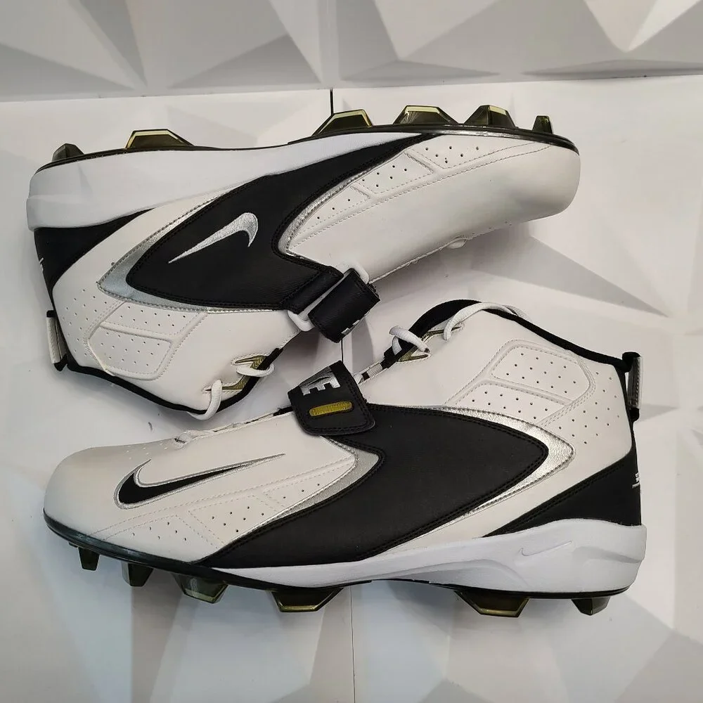 Nike Men's Football Cleats 18 White Black Shoe Lacrosse Air Zoom Boss Shark - Picture 2 of 10